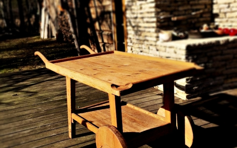 õuelaud, käru, grilllaud, puitdisain, käsitöö